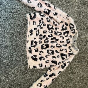 Wild Fable Fuzzy Knit Sweater in light pink/lavender leopard print